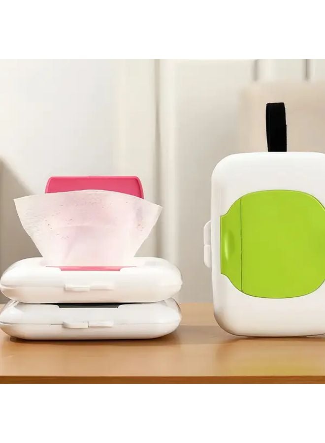 Pink Portable Wet Wipe Dispenser Cartridge 2 Pack with Hanging Rope Travel Tissue Holder Durable PP Material - Image 1